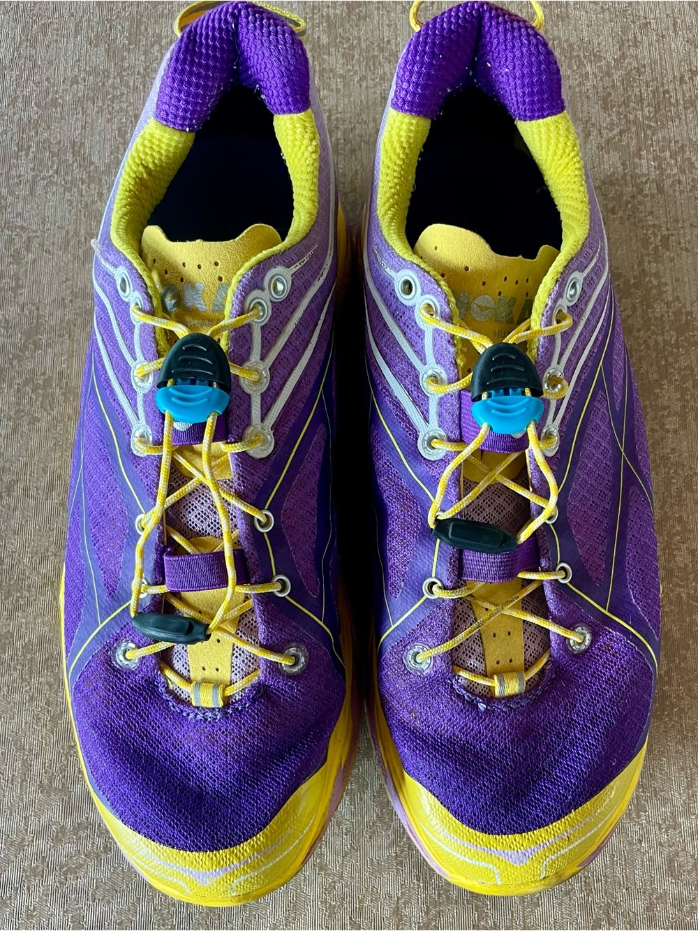 Hoka One One Women's Purple and Yellow Running Sneakers size 9
